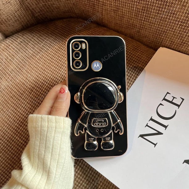 Funda de lujo con soporte de astronauta Motog60 para Motorola Moto G60 G50 G30 G20 G10 G22 G52 G9 Play E7 Plus, funda de silicona con soporte Dengxun unisex