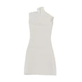 thumbnail image 3 of Vestido ajustado a escala 1/6, minivestido corto con cuello simulado, elegante vestido de verano en miniatura. Blanco, 3 of 9
