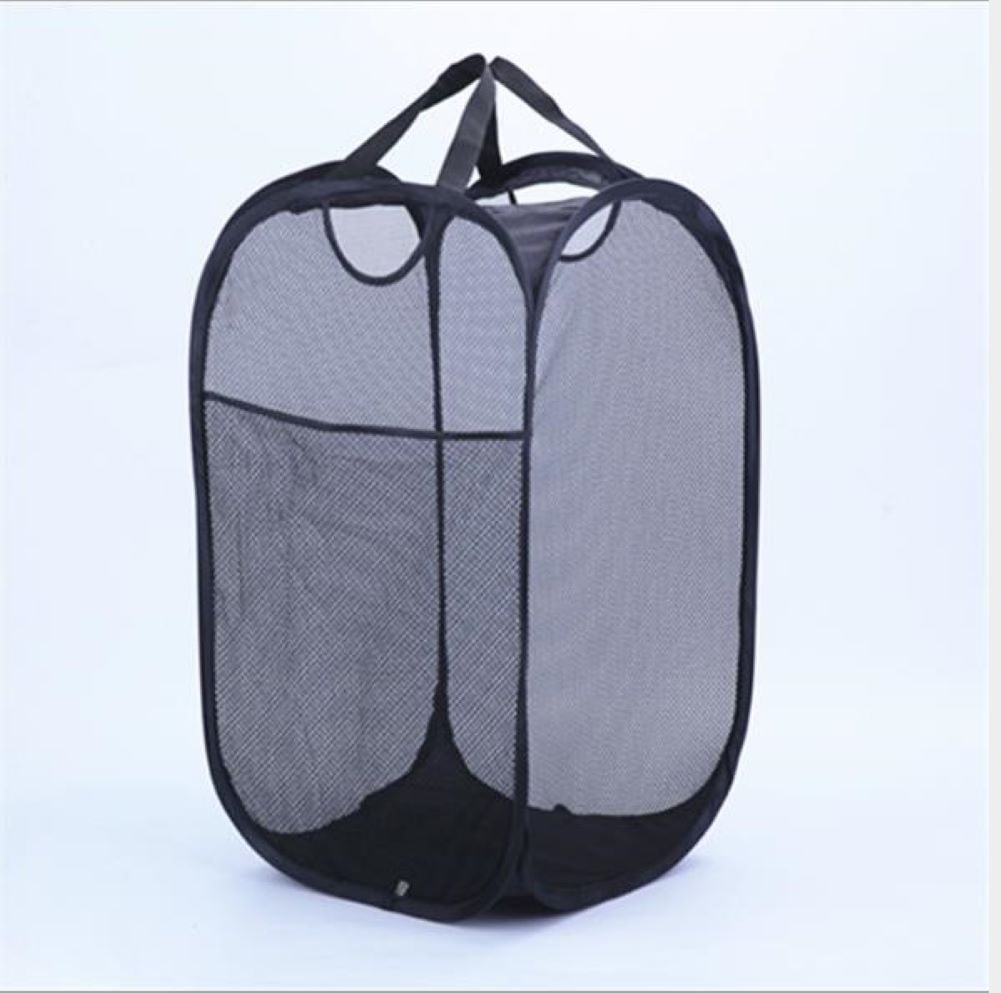 Mesh Popup Laundry Hamper - Portable, Durable Handles, Collapsible for