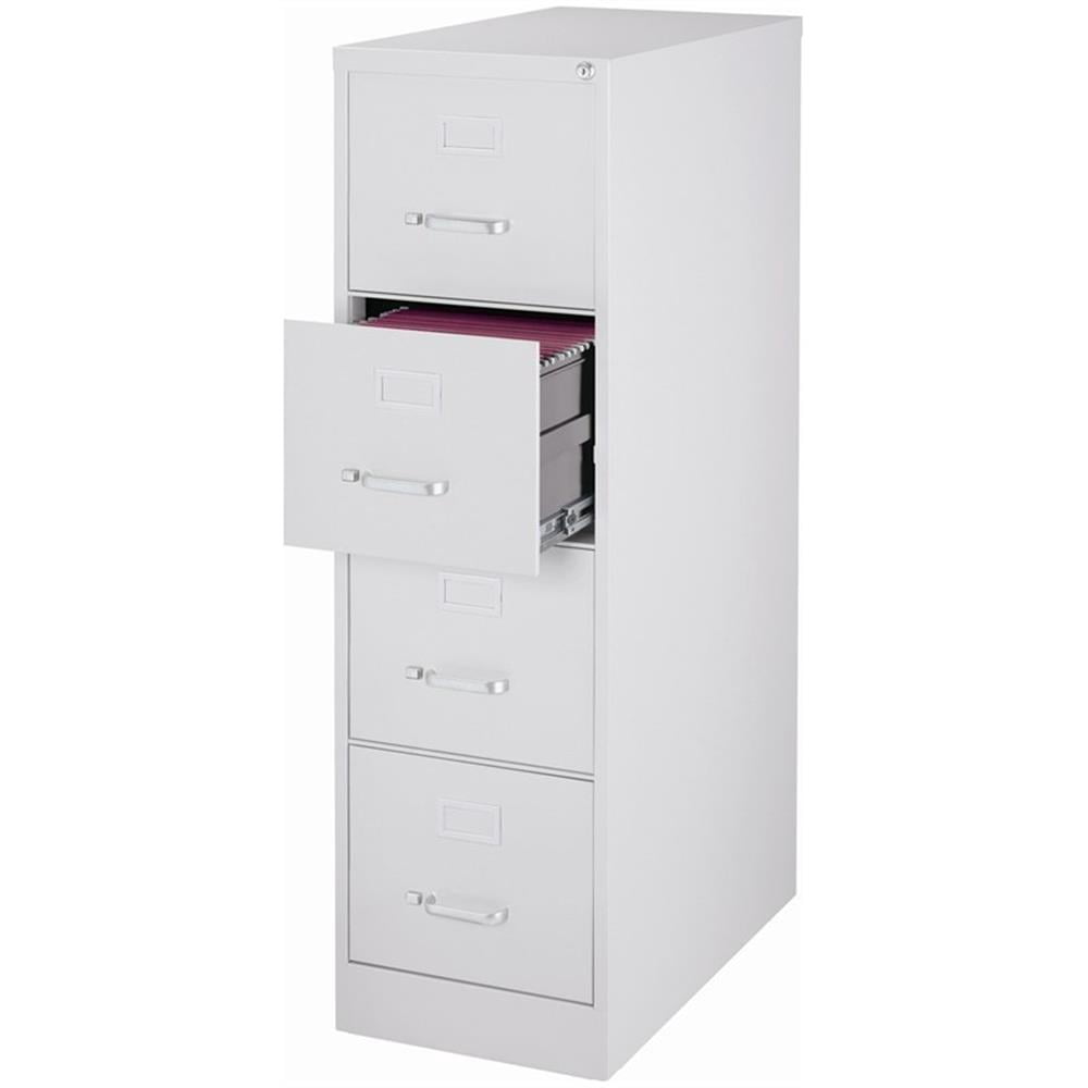 Home Square 4 Drawer Vertical Wood Filing Cabinet Set in Light Gray (Set of 2)