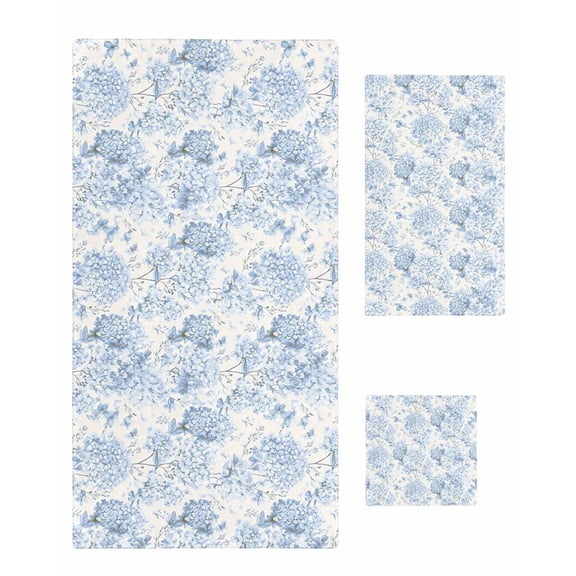 Blue Floral Bath Towels for Bathroom Set,Luxury Microfiber Towels Gifts for Women,Beach Kitchen Hand Hair Face Towel and Dish Washcloth,Garden Petals Flower Botanical Tree Branch Towels Set