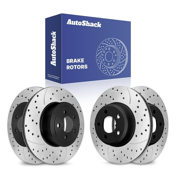 AutoShack Front Vented & Rear Vented Drilled & Slotted E-Coated Brake Rotors 4-PC Set Replacement for 2007-2010 Dodge Charger 2012-2014 Dodge Charger 2008-2010 Chrysler 300 ShadowGuard