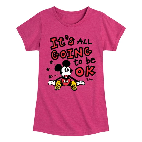 Disney - Mickey Mouse - It's All Going To Be Ok - Toddler & Youth Girls Short Sleeve Graphic T-Shirt