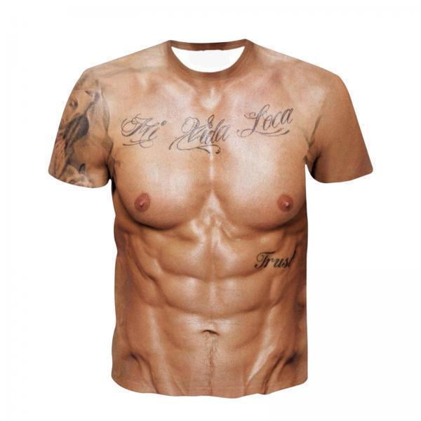 Camisas de hombre,Camisetas con humor para hombre,camisetas gráficas para hombre,Camisa 3D musculosa de disfraces casuales para hombres,novedad,Camisetas estampadas con manga corta en