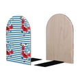 thumbnail image 2 of Hirioo Red Funny Crab on Blue Stripe for Bookends Decorative Bookends for Shelves for Home or Office, Non-Slip Base, 2 of 8