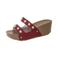 thumbnail image 2 of Norvail Womens Pearl Studded Thick Soled Wedge Sandals, Wide Foot Sandals for Women Dressy, Open Toe Slip On Platform Slides for Summer Beach Vacation Plus Size, 2 of 7