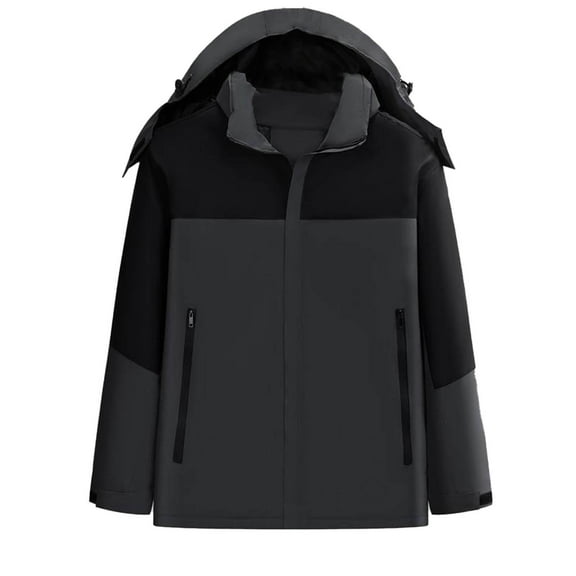 Comfy Stylish Rain Jacket For Men Zipper Pocket Hooded Long Sleeve Windproof Casual Color Fall And Winter Dark Gray Cycling Jackets M-4XL