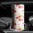 thumbnail image 3 of 20 OZ Skinny Tumbler Strawberry Fruit Coffee Travel Mug with Lid and Straw,Stainless Steel Vacuum Insulated Water Bottle Gifts for Women Mothers, 3 of 7