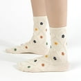 thumbnail image 5 of Women Crew Socks | 4-6 Pairs Flower Graphic Rainbow Striped Design Polka Dot Heart Leopard Pattern Cotton Socks | US 6-8, 5 of 6
