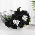thumbnail image 2 of Ramos de flores artificiales rosas negras Sincero 10 unidades de seda de tacto real, 2 of 5