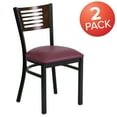 thumbnail image 3 of Flash Furniture 2 Pk. HERCULES Series Black Slat Back Metal Restaurant Chair - Walnut Wood Back, Burgundy Vinyl Seat, 3 of 8