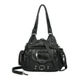 thumbnail image 1 of lionlar Sac à Main Mode Bourse Seau Sac Cartable Sangle Ajustable Porte-Monnaie Support PU Souple Noir, 1 of 7