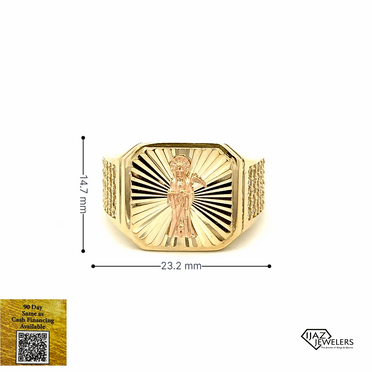 10K Gold Two-Tone Santa Muerte CZ Ring