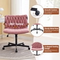 thumbnail image 3 of Chaise Croisée de 25,5 Pouces de Large avec Roulettes, Chaise de Bureau Pivotante Moderne avec Rotation à 360 Degrés, Hauteur Réglable, Capacité de 300 Lb, pour Ordinateur, Bureau à Domicile, Étude, 3 of 8