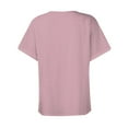 thumbnail image 3 of Bigersell V-Neck Button T-Shirt for Women Summer Tunic Tops Womens Tshirts V Neck Short Sleeve Buttons Tops Tee Solid Color Casual Loose Fitted Blouse Shirts, T-15, Pinks, 3XL, 3 of 7