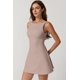 thumbnail image 3 of Vestido de tenis QINSEN, vestido de entrenamiento para mujer con pantalones cortos, color cacao, 3 of 6