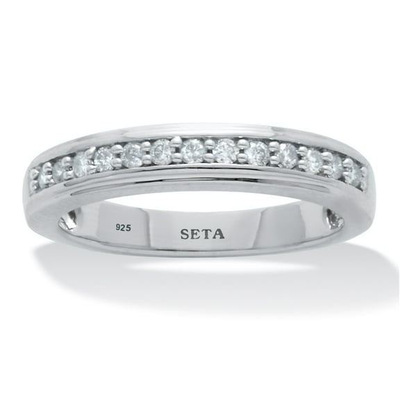 .13 TCW Diamond Sterling Silver Wedding Band Ring