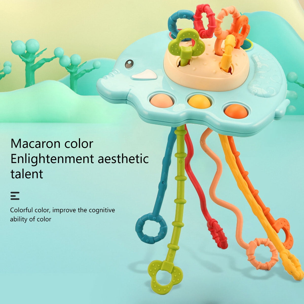 CIVG Cute Elephant Pull String Toy Montessori Pull Toys for Baby kids