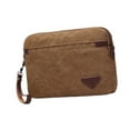 thumbnail image 3 of Bolso de mano para hombre, informal, con cremallera, portátil, elegante, ligero, tarjetero Café, 3 of 9