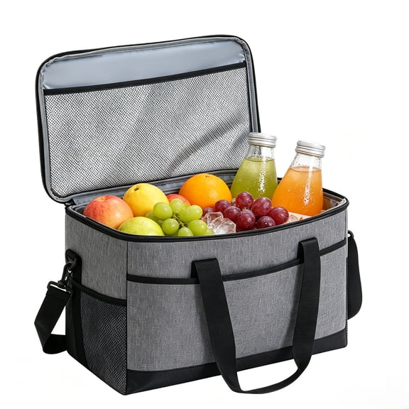 BN-LINK Insulated Cooler Bag,37Qt Capacity Soft Cooler with Adjustable Shoulder Strap,Leakproof Lunch Bag for Picnic, Grocery, Beach, Camping, Travel,Gray