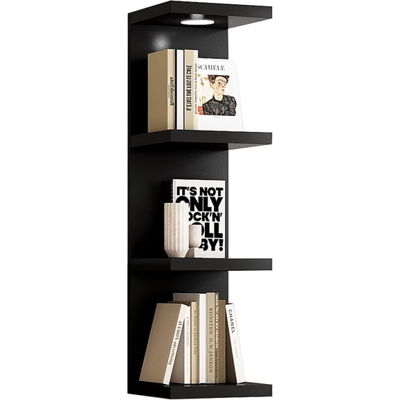 Versatile 4 Tier Wall Shelf Unit, Lack Wall Shelf,Display Floating Shelf with LED Remote Control Light