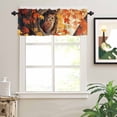 thumbnail image 2 of Fall Orange Valances for Windows Red Maple Leaves Animal Owl Rod Pocket Curtain Valance Window Treatment Short Curtains for Kitchen Living Room, 54"x18", 2 of 5