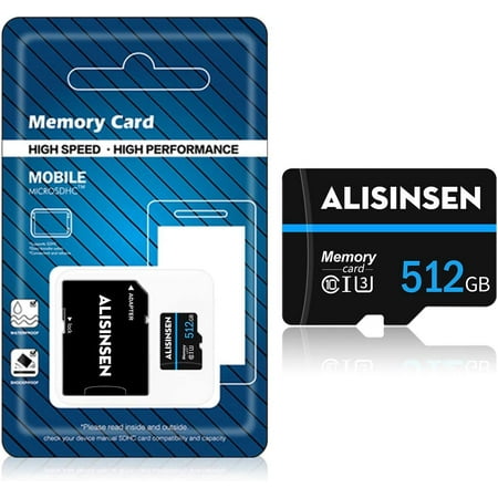 Image of 512GB Micro SD Card SDXC High Speed Memory Card with Adapter for Car Navigation Smartphone Camera and Drone
