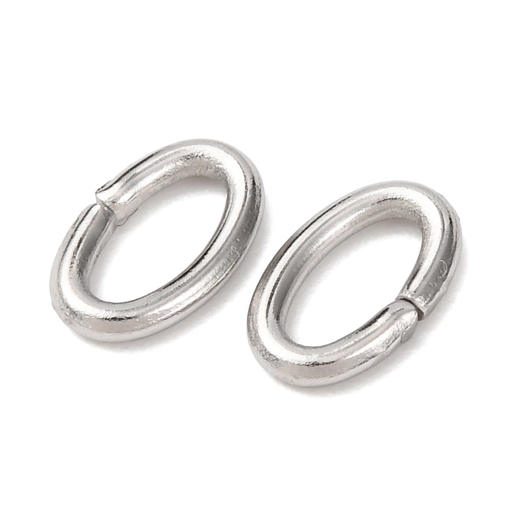 Resistant 304 Stainless Steel Open Jump Rings Oval Stainless Steel Color 8x5x1.2mm 17 Gauge