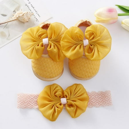 

Newborn Baby Shoes Baptism Baby Girl Bow Shoes Toddler Prewalker Cute Baby Soft Shoes for 0-12M Kids