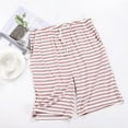 thumbnail image 2 of Lenpel Women's Pajama Shorts Soft Elastic Waist Drawstring Striped Lounge Sleep Shorts Comfy Pj Bottoms with Pockets, 2 of 6