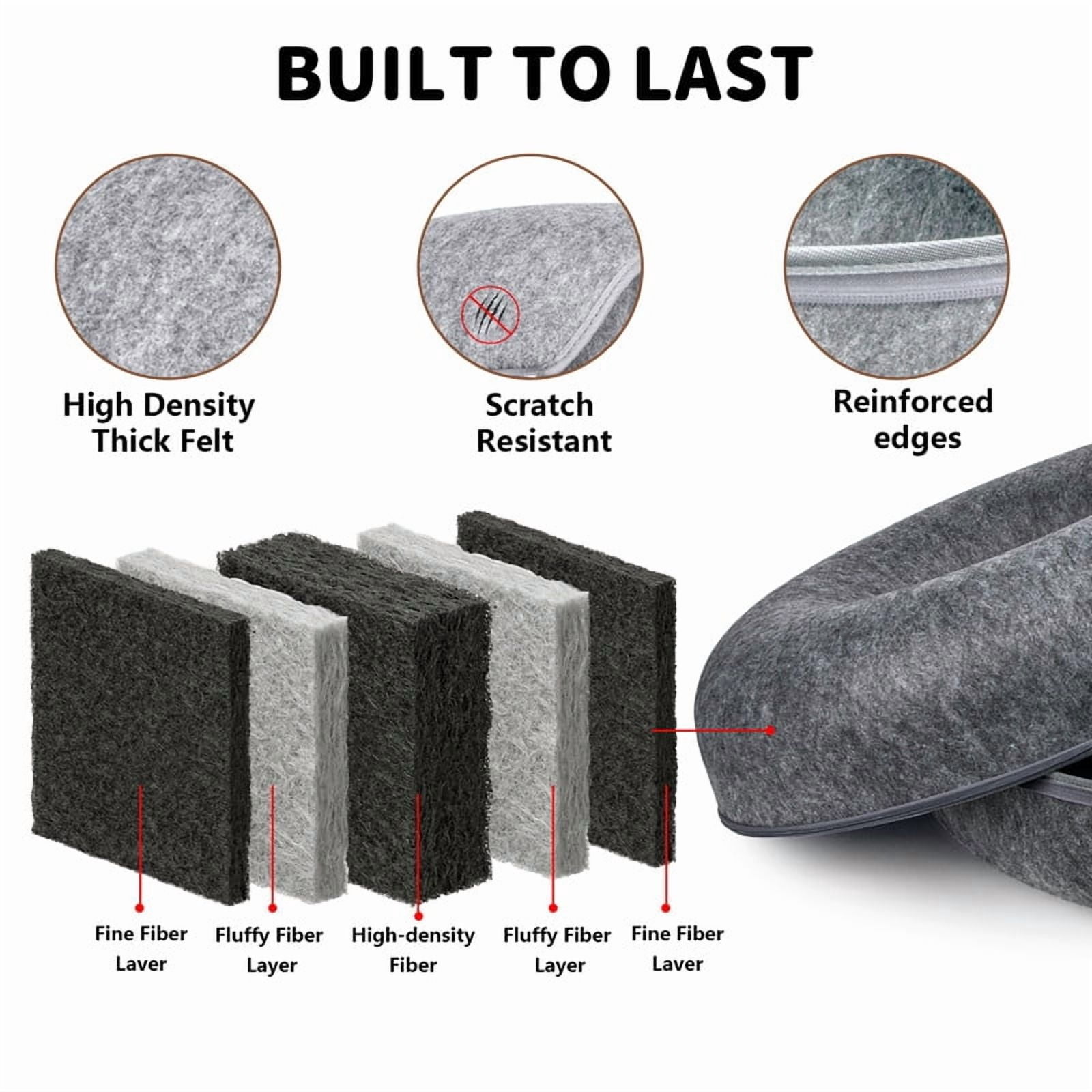 2-Pack 24" Cat Cave Bed for Large Cats – Felt Cat Tunnel Bed, Dark Gray & Gray