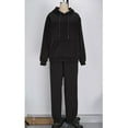 thumbnail image 5 of OGLCCG Women 2 Piece Sweatsuits Outfit Fall Winter Warm Fashion Tracksuit Long Sleeve Fleece Lined Hoodies and Sweatpants with Pocket,L,Black, 5 of 5