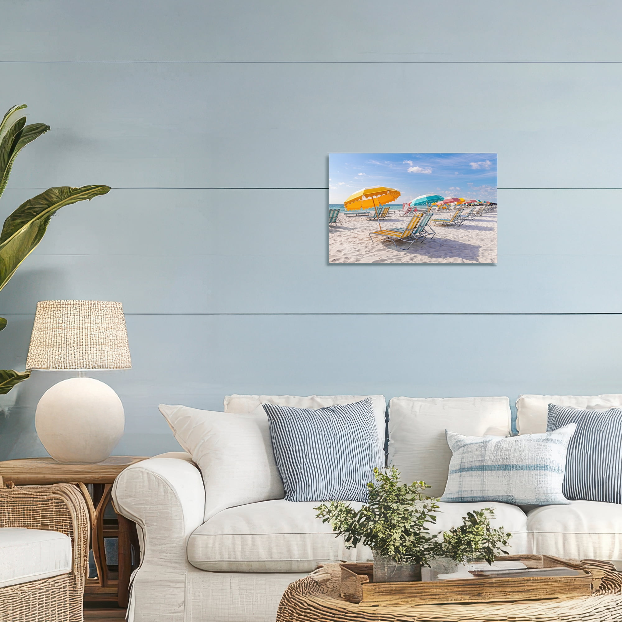 Stupell Industries Striped Umbrellas on Sunny Beach Canvas Wall Art, design by Richard Silver