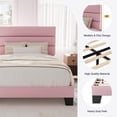 thumbnail image 6 of Allewie Twin Size Platform Bed Frame with Velvet Upholstered Headboard and Wooden Slats Support, Fully Upholstered Mattress Foundation/No Box Spring Needed/Easy Assembly, Pink, 6 of 17