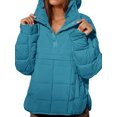 thumbnail image 2 of Winter Women Long Sleeved Quilted Coat Casual Puffer Loose Hooded Jacket Hoodies, 2 of 5
