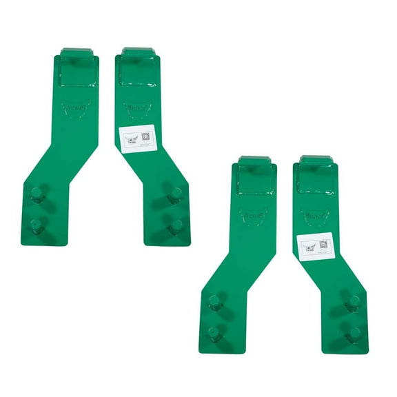 20" x 4-1/2" Heavy-Duty Green Powder Coated Weld-On Steel Quick Tach Mounting Brackets for Deere Tractors & Loaders - 2 Pair