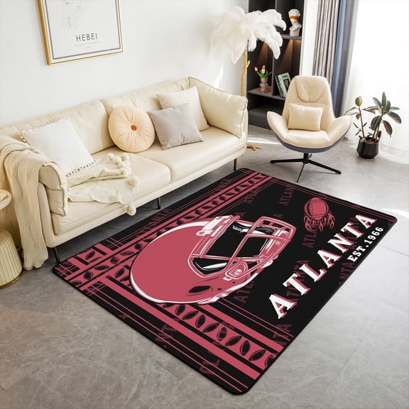 Erosebridal Eat Sleep Bedroom Carpet 6'6" x 4'11", American Football Living Room Rug, Soccer Sport Decor, Non Slip
