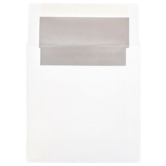 JAM Paper 6 x 6 Square Foil Lined Invitation Envelopes, White with Silver Foil, 50 per Pack