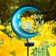 thumbnail image 4 of Luces solares de estrellas y luna para exteriores - Luces solares para jardín con globo de cristal craquelado decorativo iluminación LED impermeable para paisajes caminos patios césped y terrazas., 4 of 5