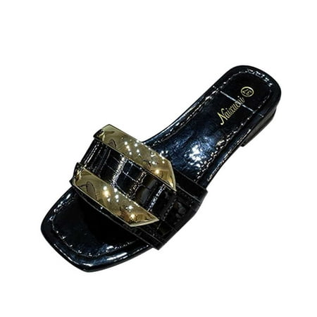 

Wiueurtly Breathable Buckle Strap Shoes Mouth Flowers Rhinestone Ladies Sandals Fish Wedge Heel Women s sandals Women Bedroom Slippers Size 8 Oink Slides