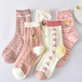 thumbnail image 2 of Zhengup Women's 5 Pairs Flower Coquette Lace Frilly Socks Cottagecore Cable Knitted Socks Aesthetic Harajuku Ankle Socks, 2 of 7
