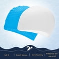 thumbnail image 4 of Uxcell 2-Pack Gorro de Natación de Silicona en Forma de Gota para Mujeres y Hombres, Sombrero de Natación Impermeable y Antideslizante Duradero [Azul Lago y Blanco], 4 of 6