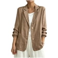 thumbnail image 2 of Tqyyweavej Women's Casual Jacket Lightweight Button Down Business Work Coat Stretch Long Sleeve Jackets for Women with Pockets S-2XL, 2 of 6
