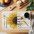 thumbnail image 2 of Yellow Sunflowers Placemats Set of 4, You Are My Sunshine Wood Rustic Placemats for Dining Table, Place Mats for Kitchen Tabletop, Waterproof Wipeable Dining Table Mats Set, 2 of 9