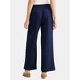 thumbnail image 2 of Time and Tru Women's and Women's Plus Wide Leg Linen Blend Pants, 29" Inseam, Sizes XS-4X, 2 of 5