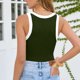 thumbnail image 3 of Mujeres Blusas de Verano sin Mangas Cuello en V Cuello Sólido Camiseta, Poliéster Suave Desgaste Diario Casual, Longitud Regular, 3 of 5