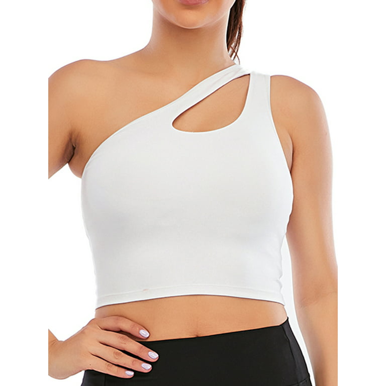 Custom Made One Shoulder Sports Bra Removable Padded Yoga Top Post