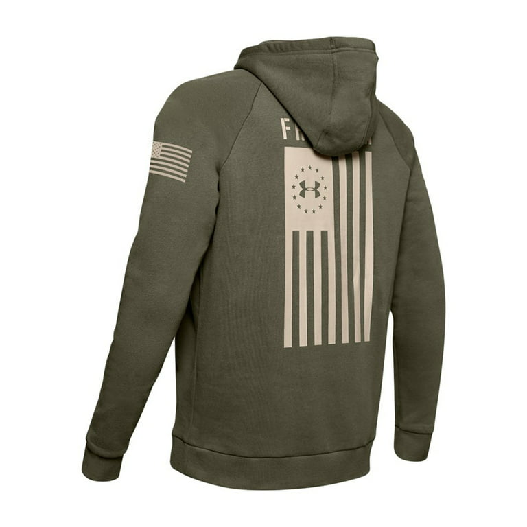 Under Armour Mens Hoodie UA Freedom Flag Rival Long Sleeve Tactical  1352678, Military Green, M