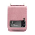 thumbnail image 4 of SaniMore for Samsung Galaxy Z Flip 4 6.7" Case, PU Leather Case with Card Slot & Adjustable Cross Body Strap Shockproof Protective Case for Samsung Z Flip 4 Women Ladies, Pink, 4 of 7