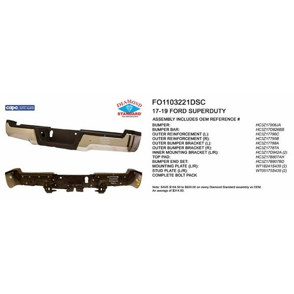CAPA for 2017-2022 F-250 Super Duty Step Bumper Assembly FO1103221C